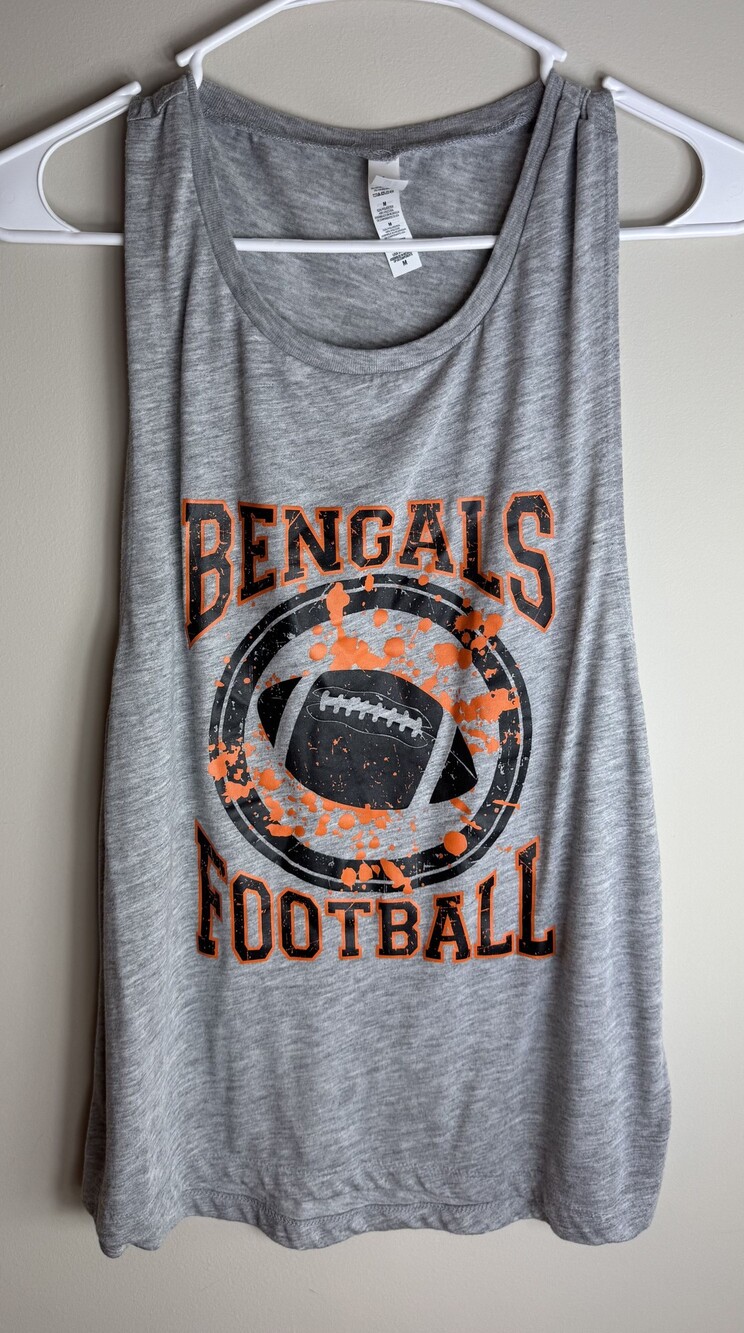 Bella+Canvas Flowy Collection Medium Gray Tank Top Bengals Football